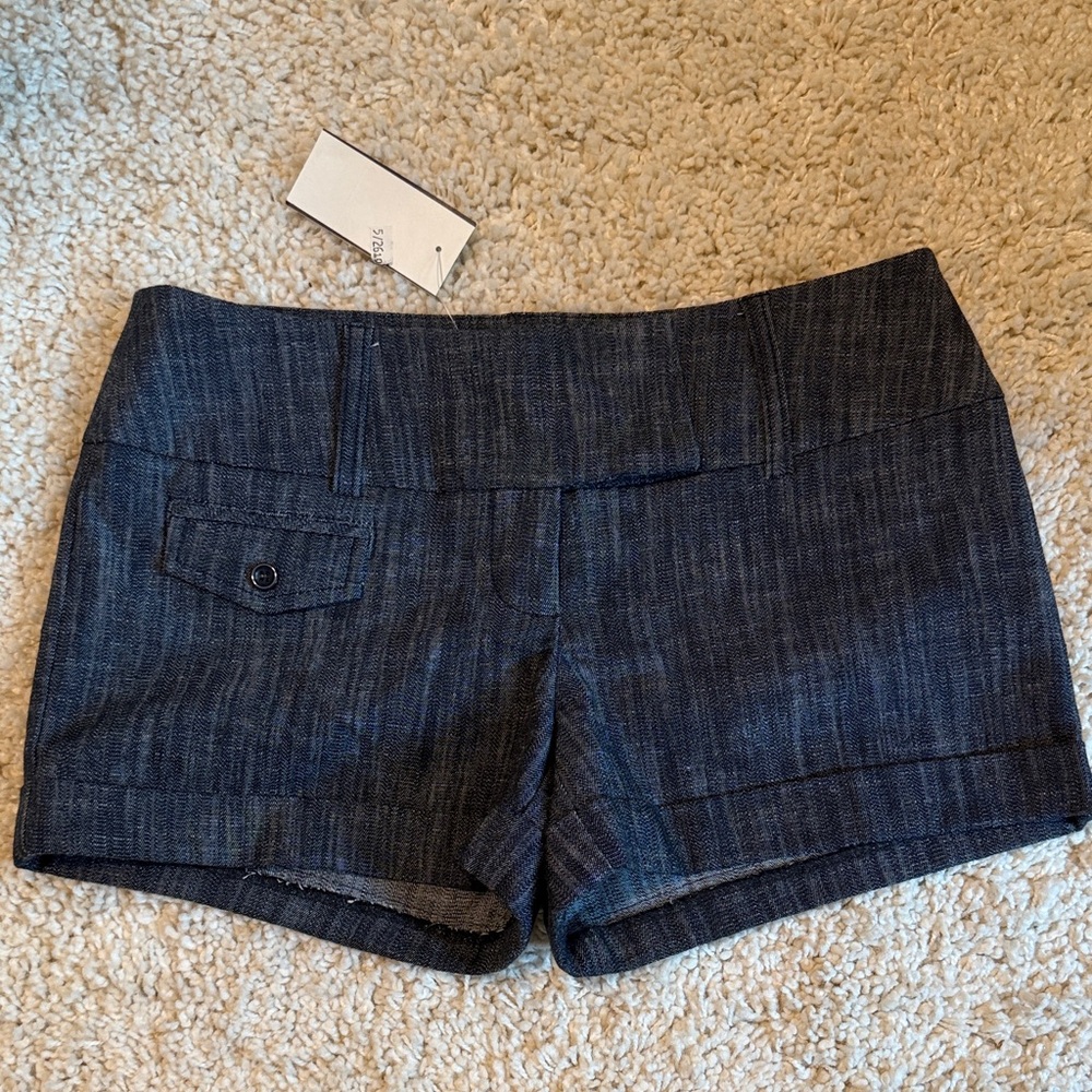 Women's Denim look Shorts slight stretch Papaya small faux front pocket new